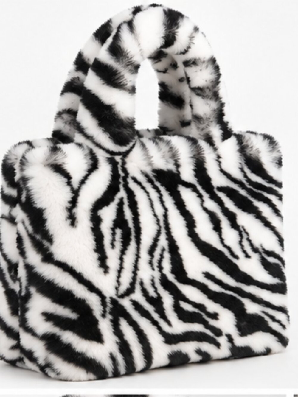 Neiman Marcus Faux Rex Rabbit Zebra Bag - Picture 2 of 4